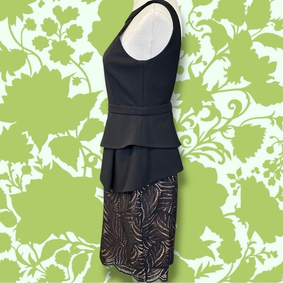 NWT BCBGMaxAzria ‘Reya’ Black & Nude Lace Peplum Detail Open Back Dress Size 2 - Picture 8 of 16